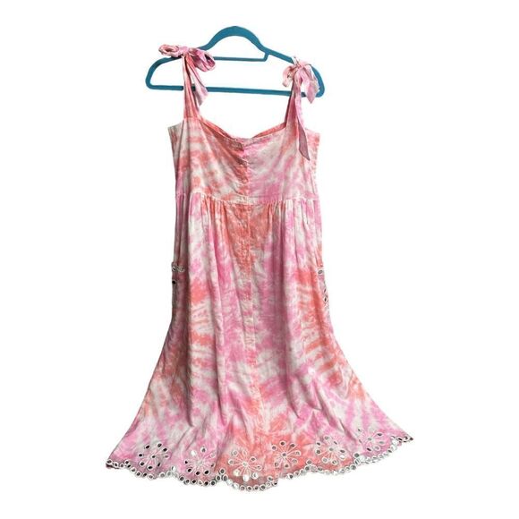 NWT JULIETTE DUNN PINK SPIRAL TIE DYE midi floral DRESS + MIRRORS Size 2 - Picture 3 of 12